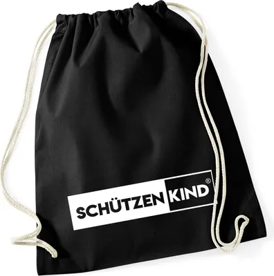 Produktbild von Huuraa Turnbeutel Schützenkind Modern 12 Liter Black Baumwolle Rucksack Geschenkidee
