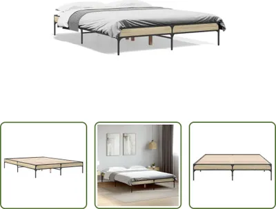 Produktbild von The Living Store Bettgestell Sonoma-Eiche 140x200 cm Holzwerkstoff und Metall
