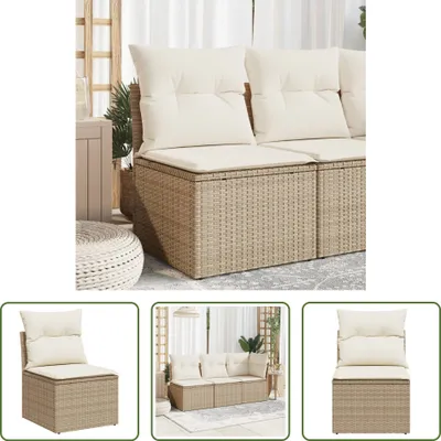 Image de The Living Store Fauteuil de jardin sans accoudoirs avec coussins Beige Poly Rattan