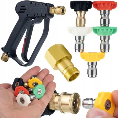 Image de Rosfix : kit de 5 buses avec pistolet pour nettoyeur haute pression – différents angles de jet | Adaptateur Easy!Lock M22 | Finition de haute qualité
