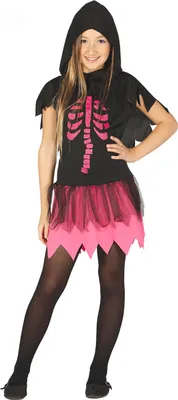 Produktbild von Skelett-Kostüm für Mädchen Halloween-Kostüm schwarz-pink