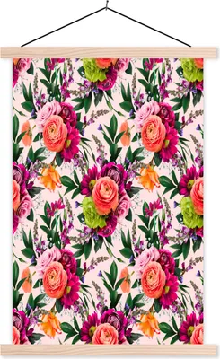 Produktbild von MuchoWow® Textilposter Blumen - Rosen - Lila 40x60 cm mit holzfarbenen Rahmen - Poster