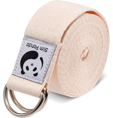 Produktbild von Yoga-Gurt aus Baumwolle mit D-Ring-Schnalle, 3,8 cm breit, 180/250 cm, Beige