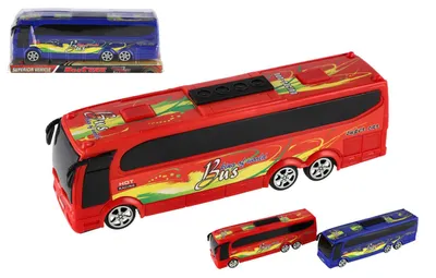 Obrázok produktu pre Plastový autobus 25 cm na setrvačník, 2 farby v krabičke
