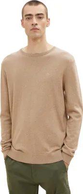 Image de Pull en maille fine Basic avec bords-côtes Pull ras du cou décontracté |