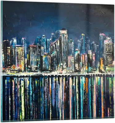 Produktbild von Bilder auf glas - Stadt Aussicht Wasser - 70x70cm - Glasbilder - Wandbilder - Kunstdruck - zum Aufhängen bereit - Wanddekoration aus Glas - Glas Bilder - Wandbild auf Glas - Einteilig - GAC70x70-3461