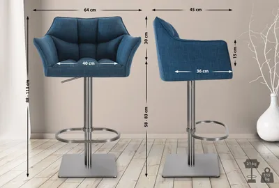 Produktbild von Barhocker Damaso E Stoff blau