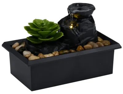 Kamerbrunnen mit LED-Beleuchtung, batteriebetrieben, 10,5 x 17,5 x 12 cm