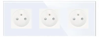 Produktbild von DC Smart Home Steckdose Glas Weiß 230V Dreifach mit Schutzkontakt