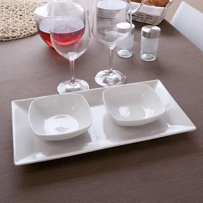 Obrázek produktu pro Obdélníkový bílý porcelánový talíř - D 34 cm - Kimi