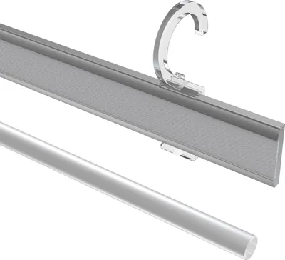 Produktbild von Interdeco Paneelwagen aus Aluminium mit Klettband / Paneltrack mit Aufklipsöse und Beschwerung für Gardinenstangen 16-20 mm Ø Silbergrau, Typ Easyclip, 57 cm