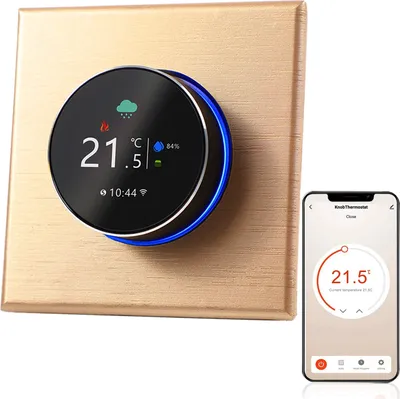Zdjęcie produktu dla Termostat WiFi Cyfrowy termostat pokojowy LCD Programowalny termostat ścienny Podtynkowe ogrzewanie podłogowe do ogrzewania elektrycznego 16A, sterowanie przyciskami/aplikacja mobilna/sterowanie głosowe Termometr wewnętrzny, szampan