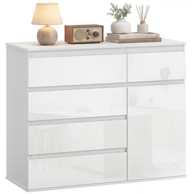 Produktbild von HOMCOM Sideboard, Kommode mit 5 Schubladen, verstellbarem Regal, Soft-Close-Tür
