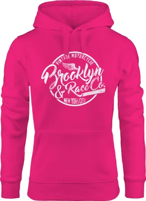 Produktbild von Damen Hoodie Brooklyn Race Motorcycle Vintage Watercolor Sweatshirt Neverless® pink S