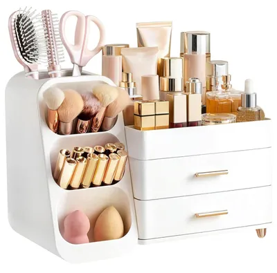 Produktbild von Makeup Organizer - 3-in-1 mit Schubladen und Pinselhalter