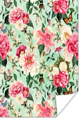 Produktbild von MuchoWow® Poster Blumen - Insekten - Frühling 120x180 cm - Kunstposter