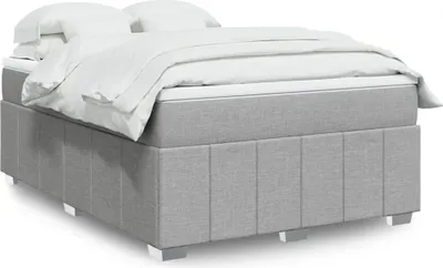 Produktbild von "2026 Promotion" Boxspringbett mit Matratze - Hellgrau 160x200 cm - Stoff - Polsterbett CC14455