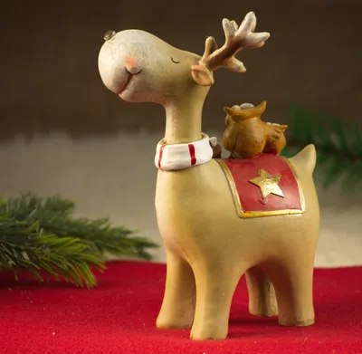 Produktbild von Weihnachts-Figur Rentier Justus 20cm Weihnachten Hirsch Elch Tischdeko Winter