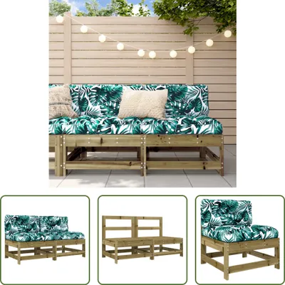 Produktbild von The Living Store Mittelsofas mit Kissen 2 Stk. Kiefernholz Imprägniert