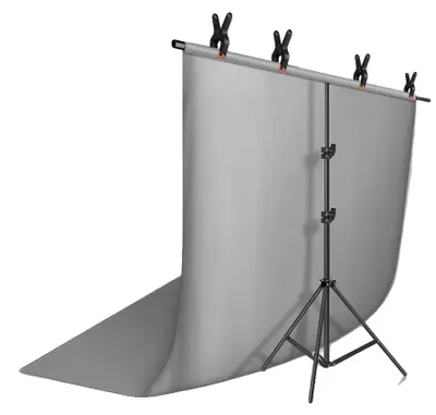 Obrázek produktu pro Stojan na pozadí, nastavitelná příčka, stabilní podpůrný systém, 2 x 2 m, šedý