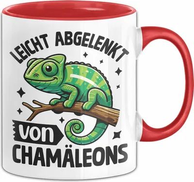 Produktbild von Chamäleon Tasse Geschenk Leicht Abgelenkt Von Chamäleons (Rot)