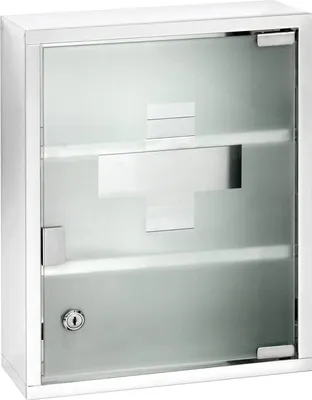Produktbild von Verriegelbarer Arzneischrank aus glänzendem Edelstahl - Wandmedikamentenschrank 30 x 40 x 12 cm Glänzend