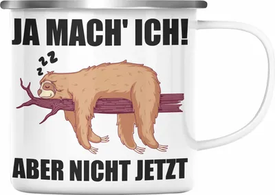Produktbild von Trendation - Lustige Emaille Tasse Faultier Spruch Geschenk für Mitarbeiter Arbeitskollege Abschiedsgeschenk (Silber)