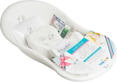 Produktbild von Zestaw do kąpieli niemowląt z fotelikiem kąpielowym, ręcznikiem i flanelą 100% bawełna, motyw:Sowa - biały, stojak:Samodzielny