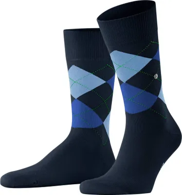 Produktbild von Burlington Herren Socken - King, Baumwolle, Rautenmuster, Logoemblem Dunkelblau/Marine/Hellblau 40-46