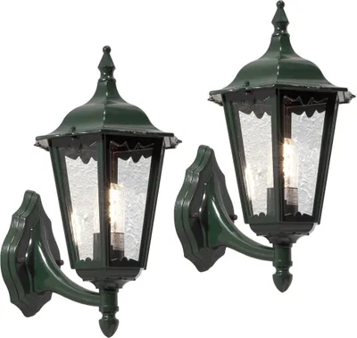 Produktbild von 2er-Set Wandleuchte FIRENZE, vierstrebig, E27, Aluminium grün, IP43