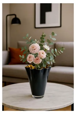 Produktbild von Glasvase Gold grau Blumenvase mundgeblasen 21 x 21 x 30 cm