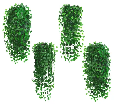 Image de 4 plantes suspendues artificielles, plante suspendue artificielle de 105 cm, plantes artificielles, plantes de balcon, plante grimpante artificielle, plante en plastique verte pour la décoration d'intérieur et d'extérieur