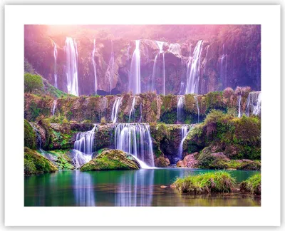 Produktbild von Poster - Poster ohne Rahmen - Wasserfall Natur - 50x40 cm - Wand Bild - Wanddeko - Wandbilder - Kunstposter - Wandposter - Bilder - Kunstdruck - Wanddekoration - Wandbild - P2XAA50x40-3893