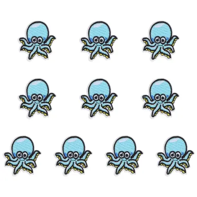 Produktbild von Stoffaufnäher Set - 10 niedliche und lebendige Meeresbewohner (Seestern, Oktopus) – Perfekt zum Verzieren von Kleidung, Schals, Schuhen und Hüten