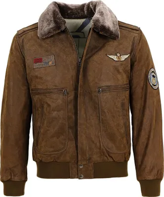 Produktbild von Maddox - Herren Lederjacke Fliegerjacke Lammnubuk whisky : 58