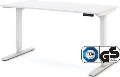 Produktbild von ASSMANN Elektrisch höhenverstellbarer Schreibtisch Y-Line Weiß, 140x70cm, Memoryfunktion, Kollisionsschutz, 2-fach-Motorik