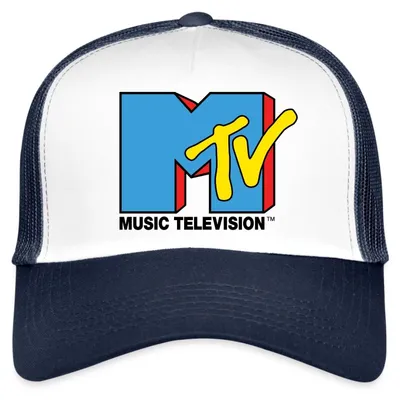 Produktbild von Spreadshirt MTV Music Television Klassiches Logo Trucker Cap, One size, Weiß/Navy