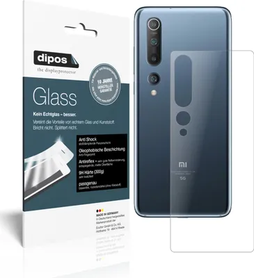 Produktbild von 1x Schutzfolie für Xiaomi Mi 10 Pro Rückseite matt - Anti-Shock 9H Folie dipos Glass Kunststoffglas