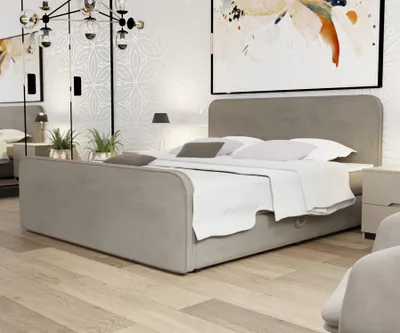 Produktbild von Boxspringbett Schlafzimmerbett MABEL 180x200cm Stoff Opera Velvet Stone