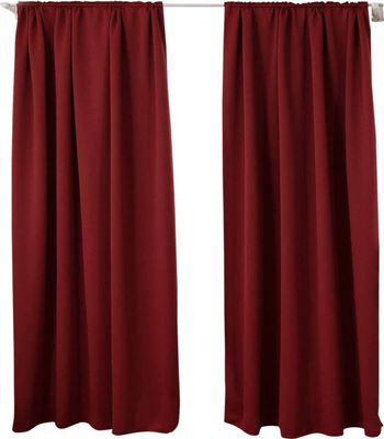 WOLTU 2er Set Gardine blickdicht 250 g/m² mit Kräuselband, bordeaux, 135x245 cm