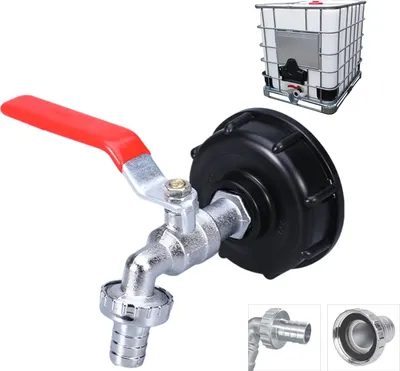 Obrázek produktu pro nádržový kohoutek na 1000 litrů s adaptérem na zahradní hadici, přípojka na kohoutek S60X6 IBC, zahradní kohoutek pro sběrač dešťové vody (1/2palcový adaptér ze slitiny)