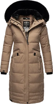 Produktbild von Navahoo Damen Winterjacke Langer Parka Warm Stepp Mantel Kapuze Fahmiyaa Taupe Grey Gr. 44 - XXL