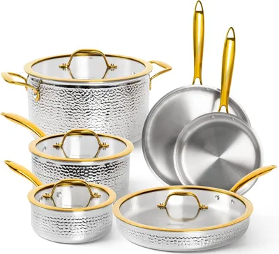 Produktbild von MICHELANGELO 10-teiliges Kochgeschirr-Set, Edelstahl