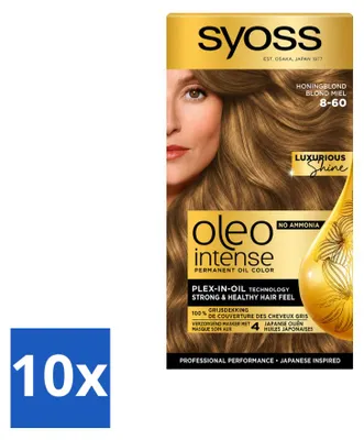 Produktbild von 10 x SYOSS Oleo Intense 8-60 Honigblond - Dauerhafte Haarfarbe ohne Ammoniak - Vorteilspackung - 10 Stücke