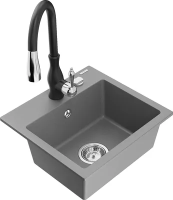 Image de Évier 1 bac en granit Milo avec mitigeur Savita, gris (6505-71-672601-70)