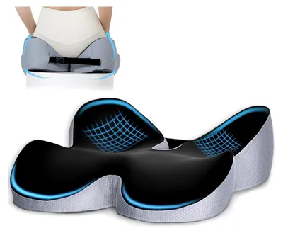 Produktbild von Ergonomisches Sitzkissen aus Memory-Schaum für Bürostuhl, Autositz, Rollstuhl und Gamingstuhl