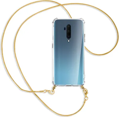 Produktbild von Handykette Backcover-Schutzhülle mit Band (Metall goldfarben) für OnePlus 7T Pro - goldfarbene Kette Snake