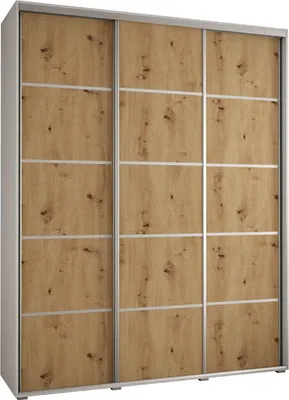 Produktbild von MEBLE KRYSPOL Davos 4 Schrank, drei Türen - 235,2x200x45 cm - Weiß Artisan Silber