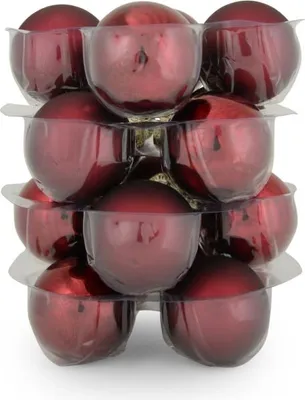 Produktbild von Weihnachtskugeln aus Glas | Ø 4 cm | 16er Set in Burgund Rot | 26424