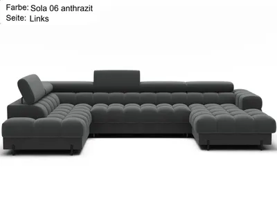 Produktbild von Wohnlandschaft in U-Form XXL Falco Sofa mit Bettkasten und Schlaffunktion Microfaser Sola 06 grau links